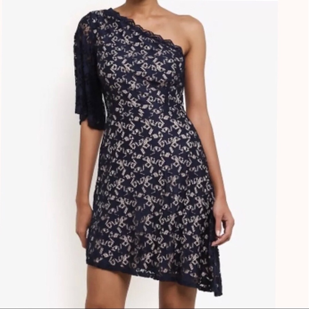 TOPSHOP Star Print Mini Dress, Sz US 8, Blue